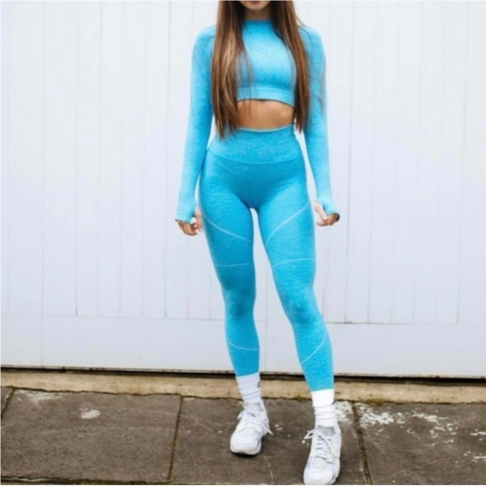 Alphalete Blue Revival Leggings High Waist Stretch